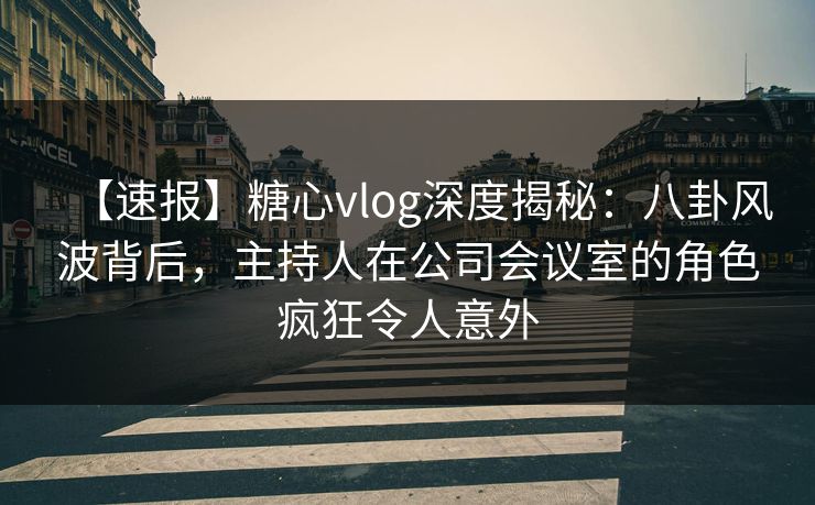 【速报】糖心vlog深度揭秘：八卦风波背后，主持人在公司会议室的角色疯狂令人意外