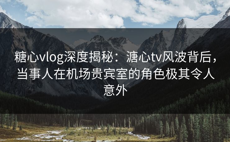 糖心vlog深度揭秘：溏心tv风波背后，当事人在机场贵宾室的角色极其令人意外