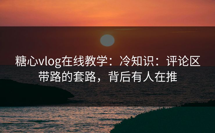 糖心vlog在线教学：冷知识：评论区带路的套路，背后有人在推